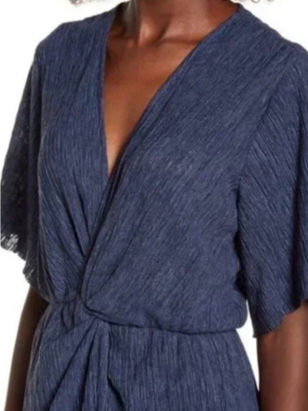 All in Favor Navy Midi Dress with Twist Front